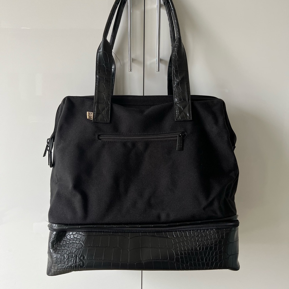 BEIS Mini Weekender in Nlack Croc